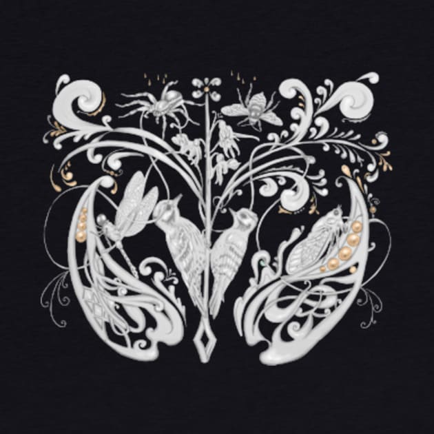 Woodland in grey with rosemaling by ruthparkart